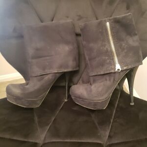 Kohl's - Candie's Women's Black Suede Heeled Boots